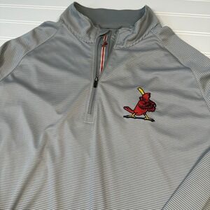 Levelwear MLB St. Louis Cardinals Quarter 1/4 Zip Pullover Men's Medium Grey EUC